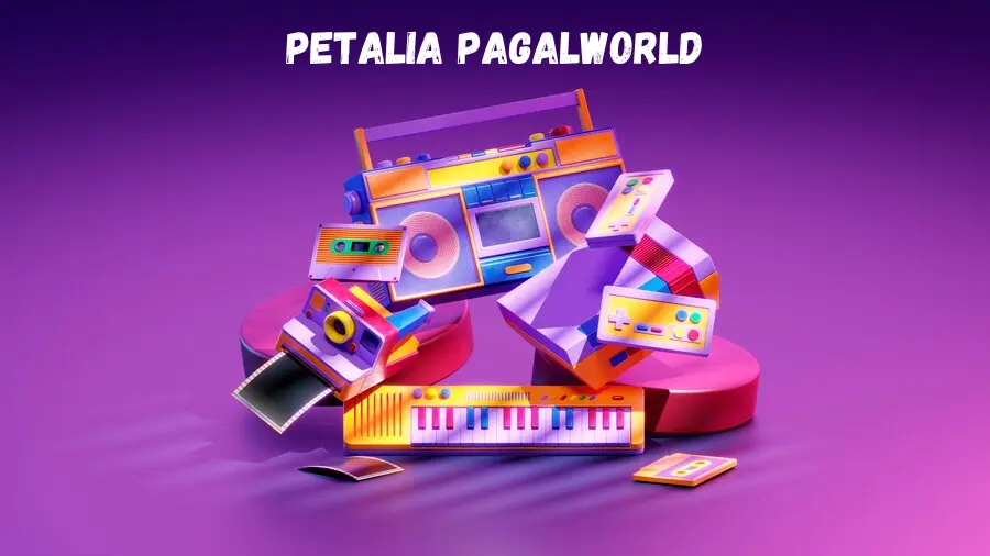 A vibrant illustration of a digital platform with icons of music notes, film reels, and digital downloads, symbolizing the diverse entertainment content available on Petalia Pagalworld.