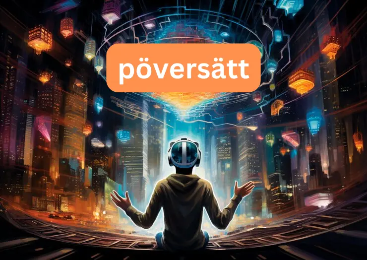 översätt: Futuristic scene of a globe with diverse cultures connecting through digital devices, symbolizing global communication and translation